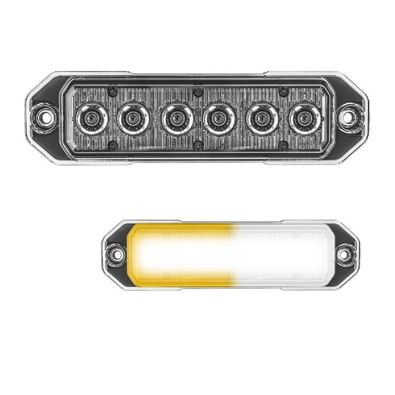 SpeedTech Lights Z-6 TIR LED Surface Mount Strobe Light â€“ 6 LEDs, 18W Grille Hazard Beacon Warning Light for Police, Fire, EMS, Tow Trucks, Construction, and Service Vehicles (Amber/Clear) - Image 1